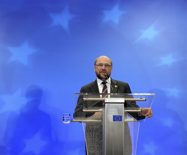 Φωτογραφία 5: Informal meeting of Heads of State or Government  Press conference by Martin SCHULZ - President of the European Parliament