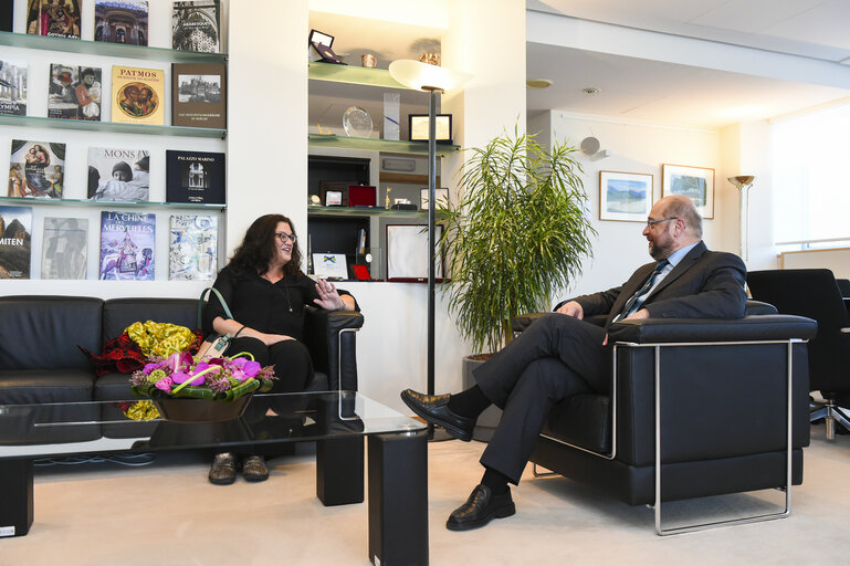 Martin SCHULZ - EP President meets with Mijca KLEVA - MEP