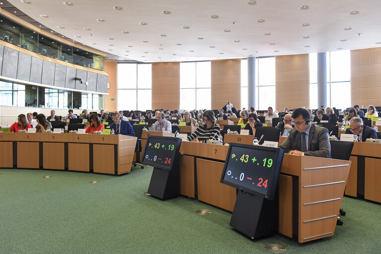 Photo 12: LIBE committee meeting - Votes on General budget of the European Union for the financial year 201,9 - on Implementing decision on subjecting the new psychoactive substances and on Listing the third countries whose nationals must be in possession of visas when crossing the external borders and those whose nationals are exempt from that requirement (Kosovo).