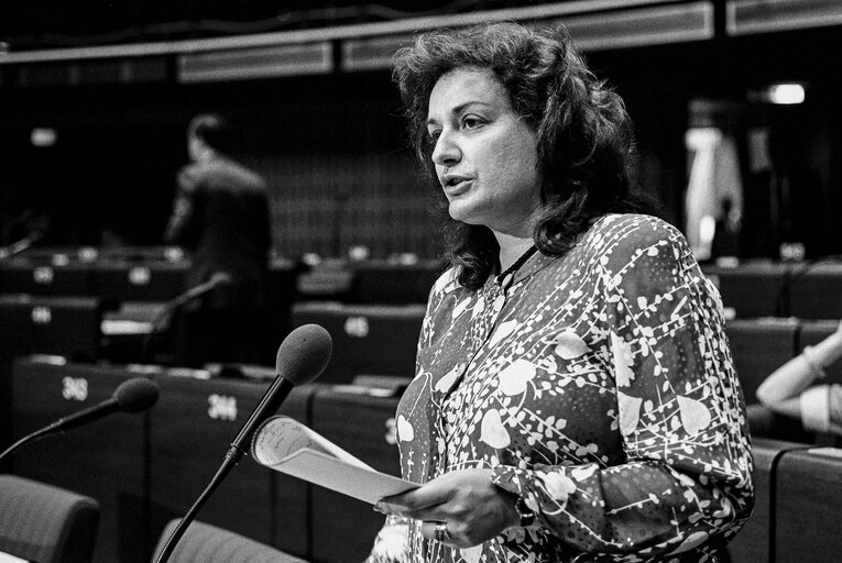 The MEP Marietta GIANNAKOU-KOUTSIKOU during a session in Strasbourg in June 1986.