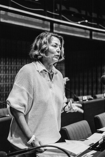 MEP Renate-Charlotte RABBETGHE during a session in Strasbourg in June 1986.