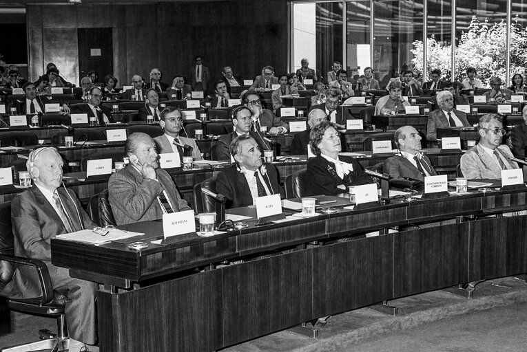 Photo 15: Death of Altiero SPINELLI - Homage during a meeting of the Committee on Institutional Affairs in Strasbourg in presence of EP President and EC President