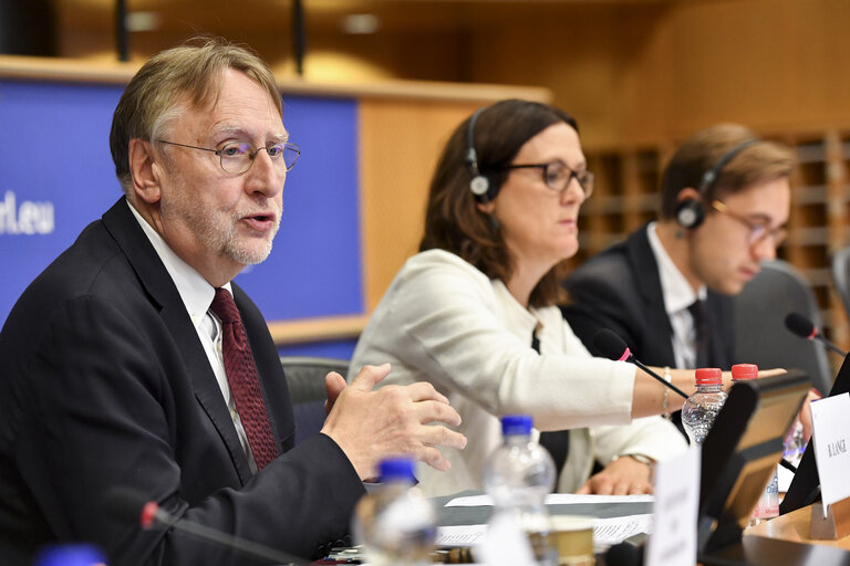 Photo 16: INTA committee meeting. Exchange of views with Cecilia MALMSTROM, Member of the EC in charge of Trade.