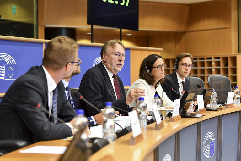 Photo 13: INTA committee meeting. Exchange of views with Cecilia MALMSTROM, Member of the EC in charge of Trade.