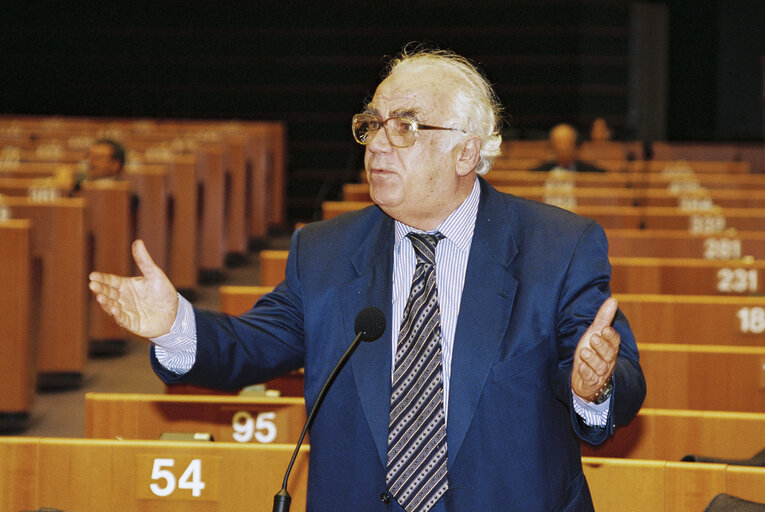 MEP Panayotis LAMBRIAS during the plenary session at the European Parliament in Brussels.