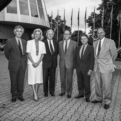 Portrait of Jean Pierre ABELLIN, Nicole FONTAINE, Pierre PFLIMLIN and Jacques MALLET with guests