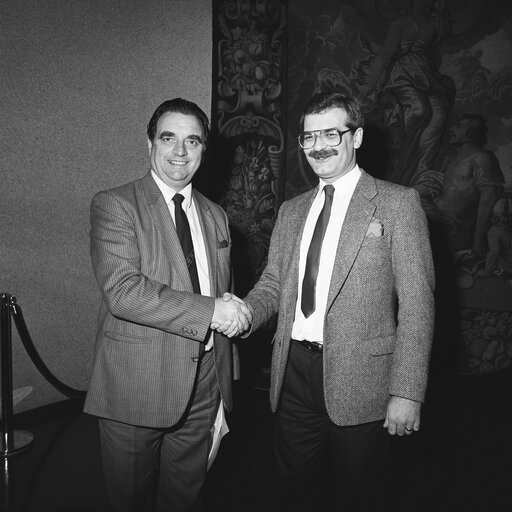 MEP STEVENSON with a guest in Strasbourg in December 1988