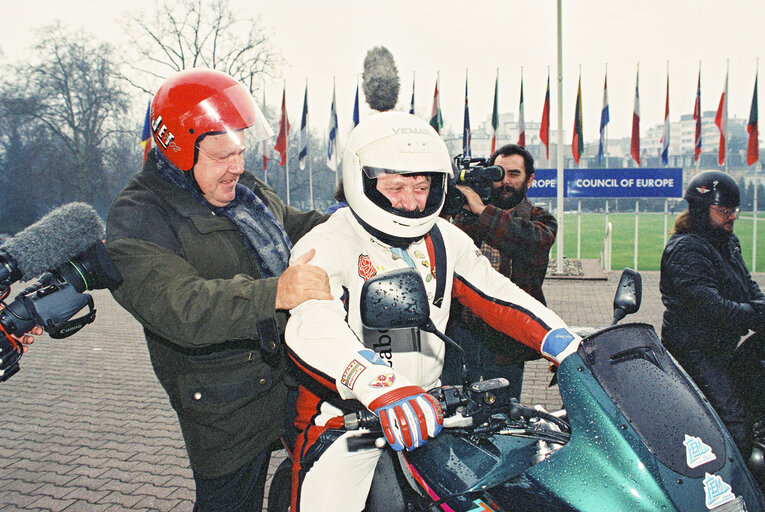 Motorbike demonstration in Strasbourg following the vote against the limitation of motorcycles power