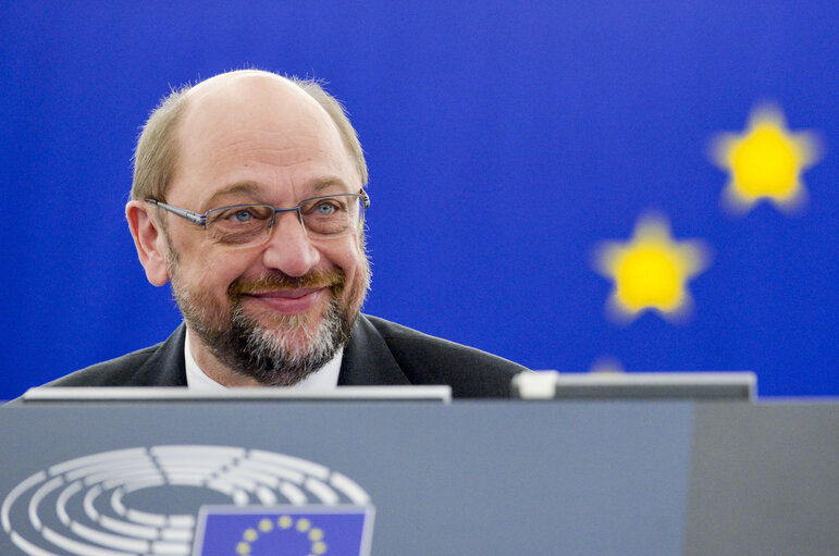 Martin SCHULZ - EP President in plenary session week 50 2016 in Strasbourg. Preparation of the European Council.