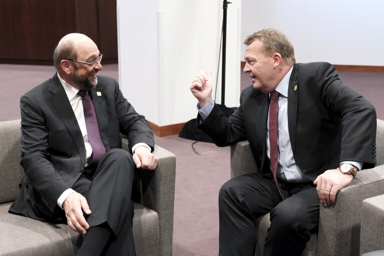 Nuotrauka 1: Martin SCHULZ - EP President meets with Lars Lokke RASMUSSEN, Danish Prime Minister