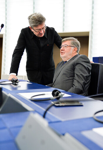 Alain VIDALIES, french Minister of transport, in plenary session week 47 2016 in Strasbourg