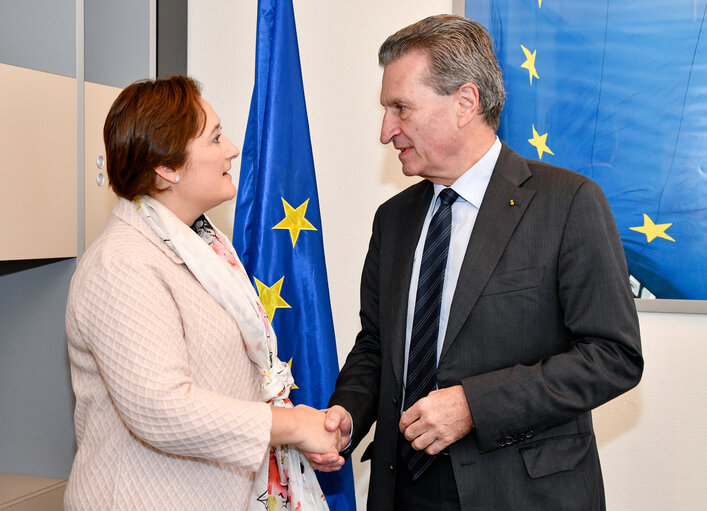 Commissioner Gunther OETTINGER meets with MEP Therese COMODINI CACHIA