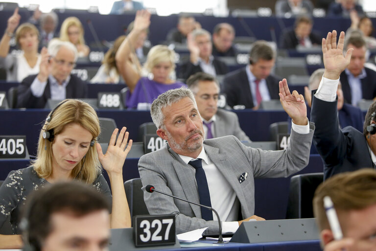 Morten LOKKEGAARD votes in plenary session week 37 2016 in Strasbourg