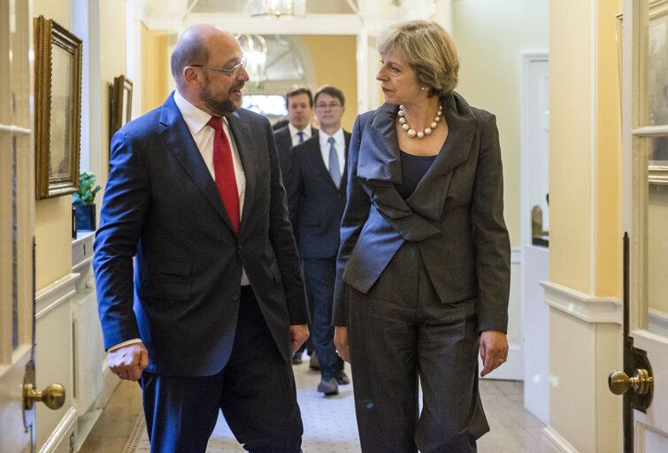 President of the European Parliament, Martin SCHULZ, meets with British Prime Minister, Theresa MAY, at number 10 Downing Street on September 22, 2016