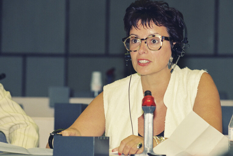 The MEP Aline PAILLER during a meeting in Strasbourg in July 1994.