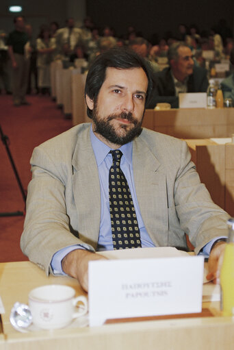 The MEP Christos PAPOUTSIS durig a meeting in Brussels July in 1994.