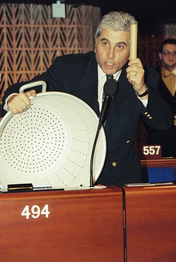 The MEP Pierre LATAILLADE during a session in Strasbourg in March 1994.