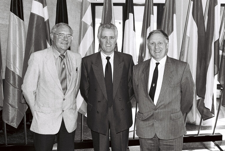 British MEPs with a guest in Brussels in September 1992