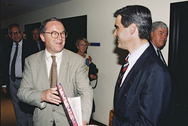 Wilfried MARTENS with guest at the EP in Brussels