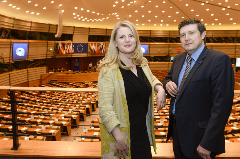 MEPs Emma McCLARKIN and Andrew LEWER in Brussels