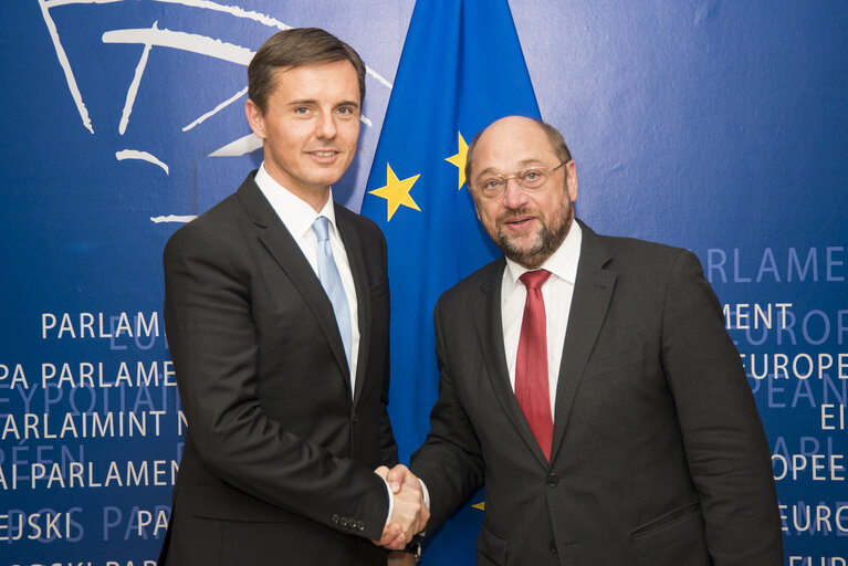 Martin SCHULZ - EP President meets with deputy minister of defence of Slovakia, Milos KOTEREC