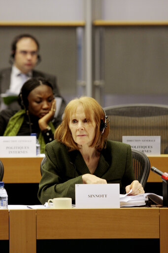 MEP Kathy SINNOTT attends a meeting in Brussels