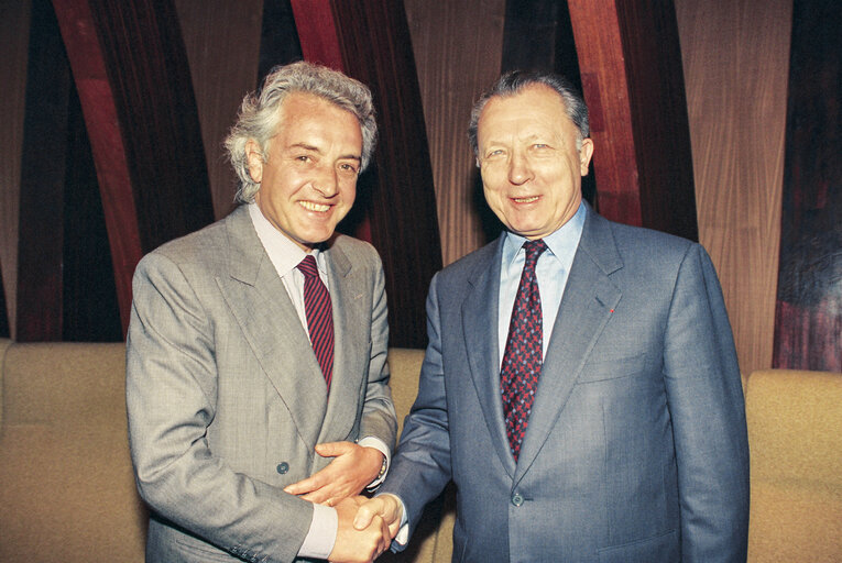 Jacques DELORS - EC President meets with MEP Luigi Alberto COLAJANNI