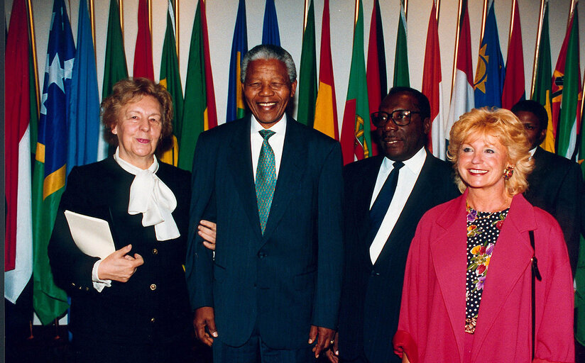 South African leader and Sakharov Prize laureate Nelson MANDELA attends an EU-ACP meeting in Brussels