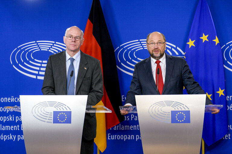 Martin SCHULZ - EP President meets with Norbert LAMMERT, President of the Bundestag. Press Conference