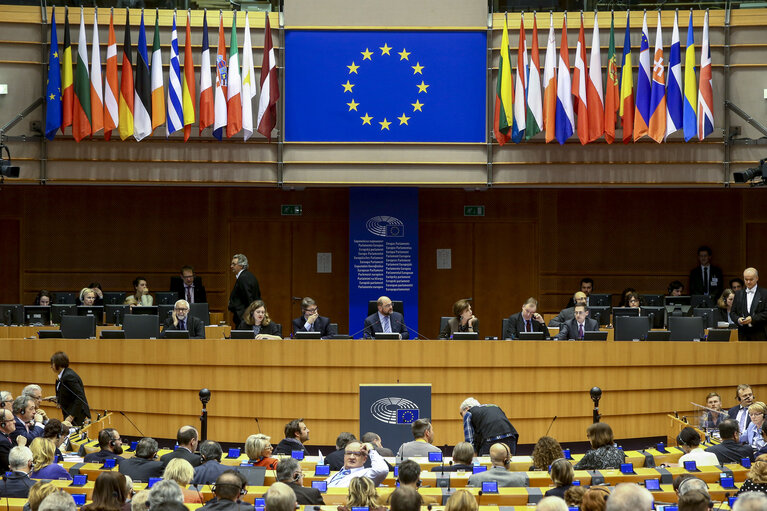 Photo 4 : Martin SCHULZ - EP President chairing of the Plenary: Conclusions of the European Council meeting of 18 and 19 February 2016