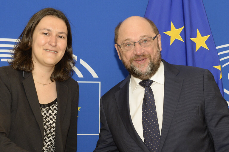 Martin SCHULZ - EP President meets with MEP Kati PIRI