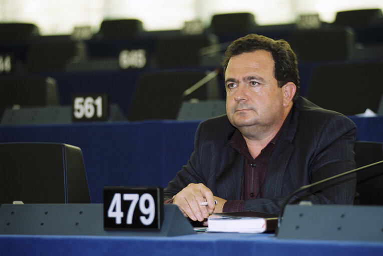 Foto 1: Bernat JOAN i MARI in Plenary session in Strasbourg.