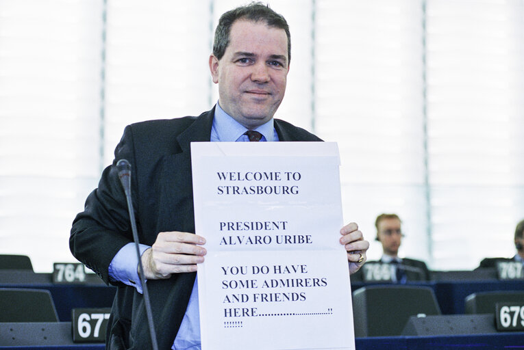 Foto 10: Plenary Session in Strasbourg with President of Colombia