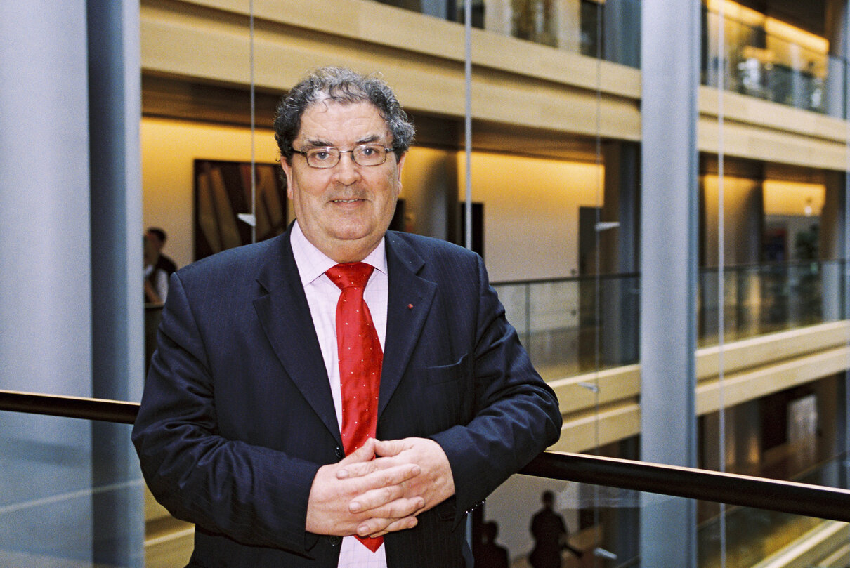 Portrait of Mep John HUME at the European Parliament in Strasbourg