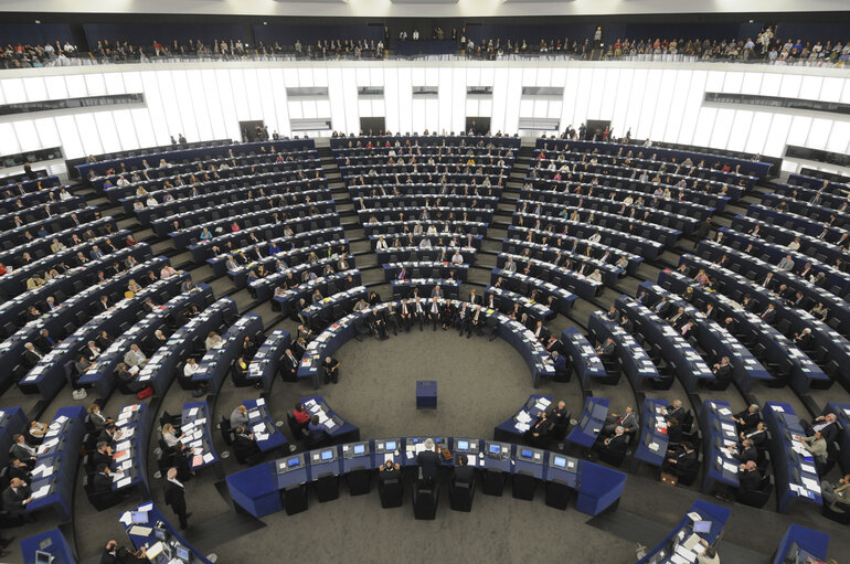 Photo 5: Hemicycle at the European Parliament building Louise Weiss in Strasbourg