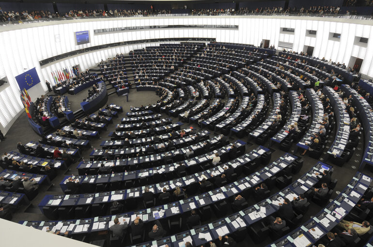 Photo 7: Hemicycle at the European Parliament building Louise Weiss in Strasbourg