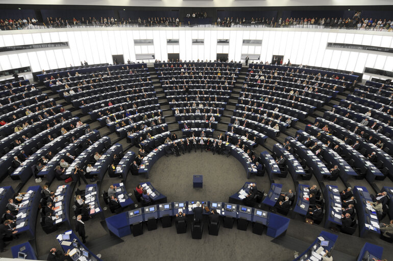 Photo 6: Hemicycle at the European Parliament building Louise Weiss in Strasbourg