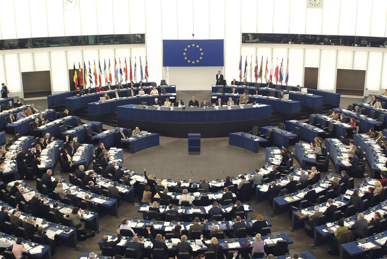 Photo 9: Hemicycle at the European Parliament building Louise Weiss in Strasbourg
