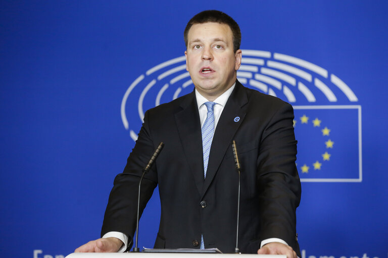 Fotografija 6: Visit of the Prime Minister of Estonia . Press point