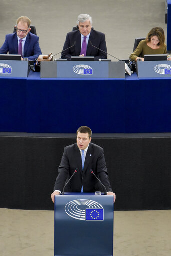 Fotografi 3: Plenary session - Debate on the Future of Europe with the Prime Minister of Estonia