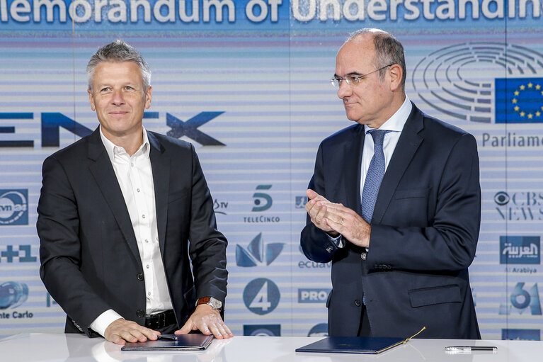 Fotogrāfija 14: Signing of a Memorandum of Understanding between the European Parliament and European News Exchange (ENEX)