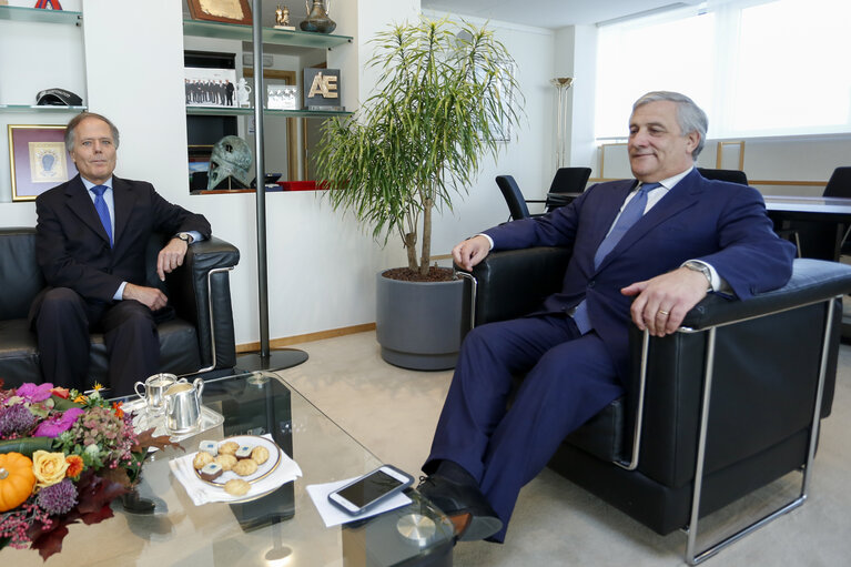 Antonio TAJANI - EP President meets with Enzo Moavero MILANESI - Italian Minister of Foreign Affairs