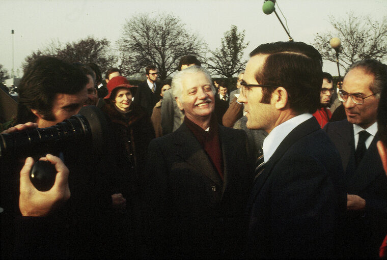 First democratic President of Portugal, EANES, visiting the European Parliament in 1978