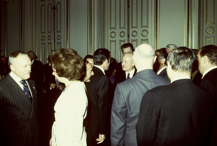 First democratic President of Portugal, EANES, visiting the European Parliament in 1978