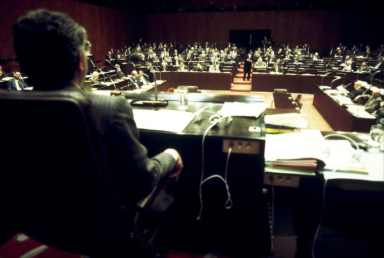 First democratic President of Portugal, EANES, visiting the European Parliament in 1978