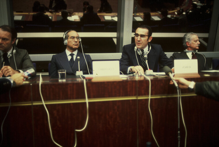 First democratic President of Portugal, EANES, visiting the European Parliament in 1978