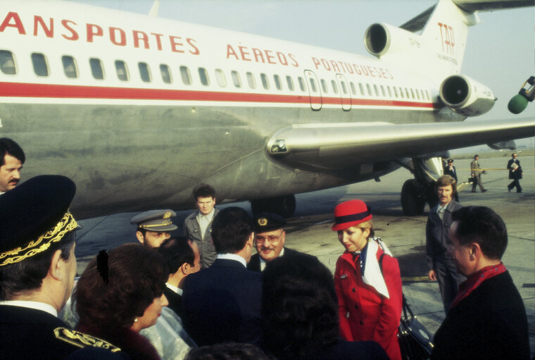 First democratic President of Portugal, EANES, visiting the European Parliament in 1978