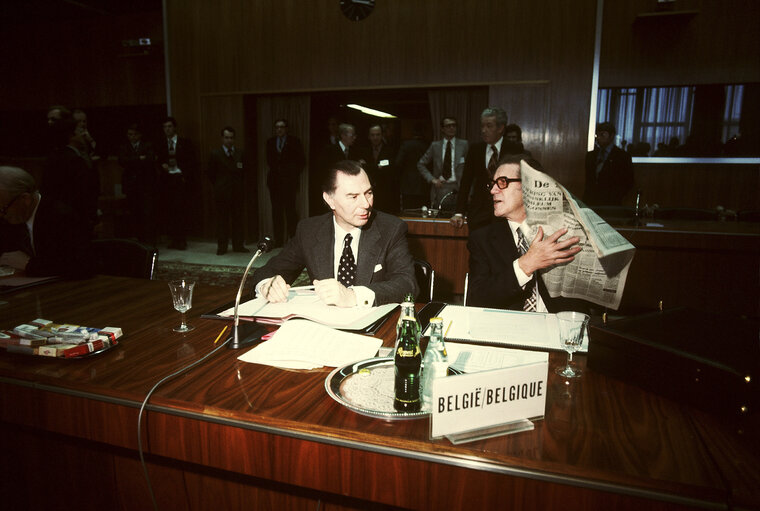 First democratic President of Portugal, EANES, visiting the European Parliament in 1978