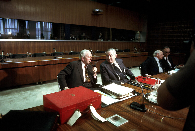 First democratic President of Portugal, EANES, visiting the European Parliament in 1978