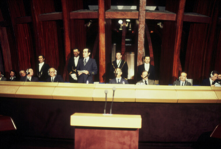 First democratic President of Portugal, EANES, visiting the European Parliament in 1978